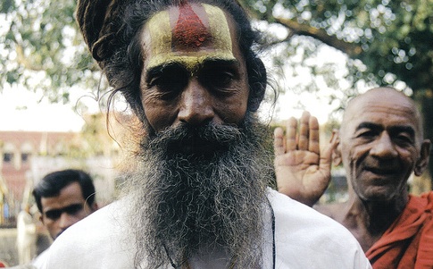 Sadhus looking colorful in their “Dussehra best”